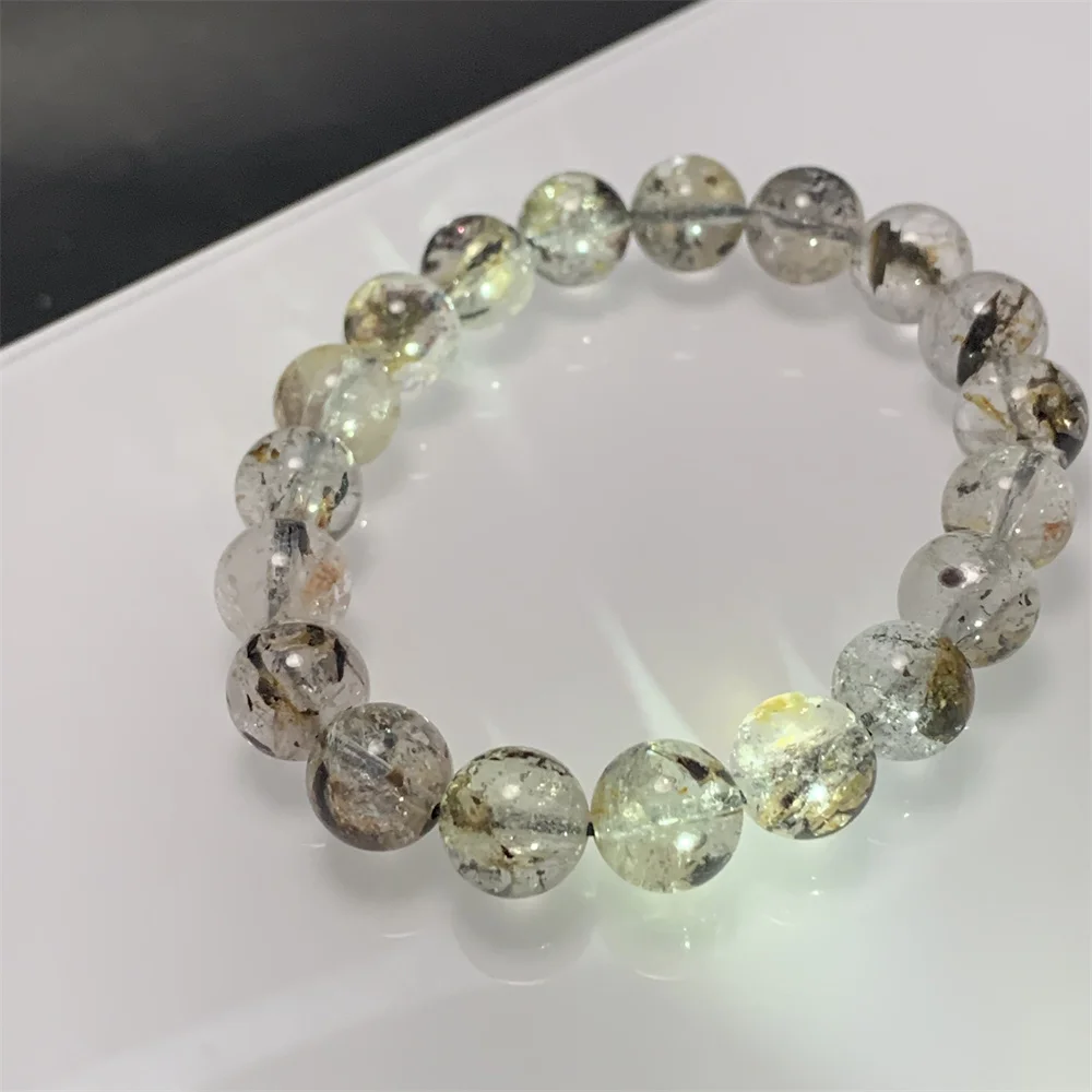 Only 1Piece Natural Clear Crystals Herkimer Diamond Bracelets for Women Transparent Quartz Bracelets Graphite Pyrite Bangles