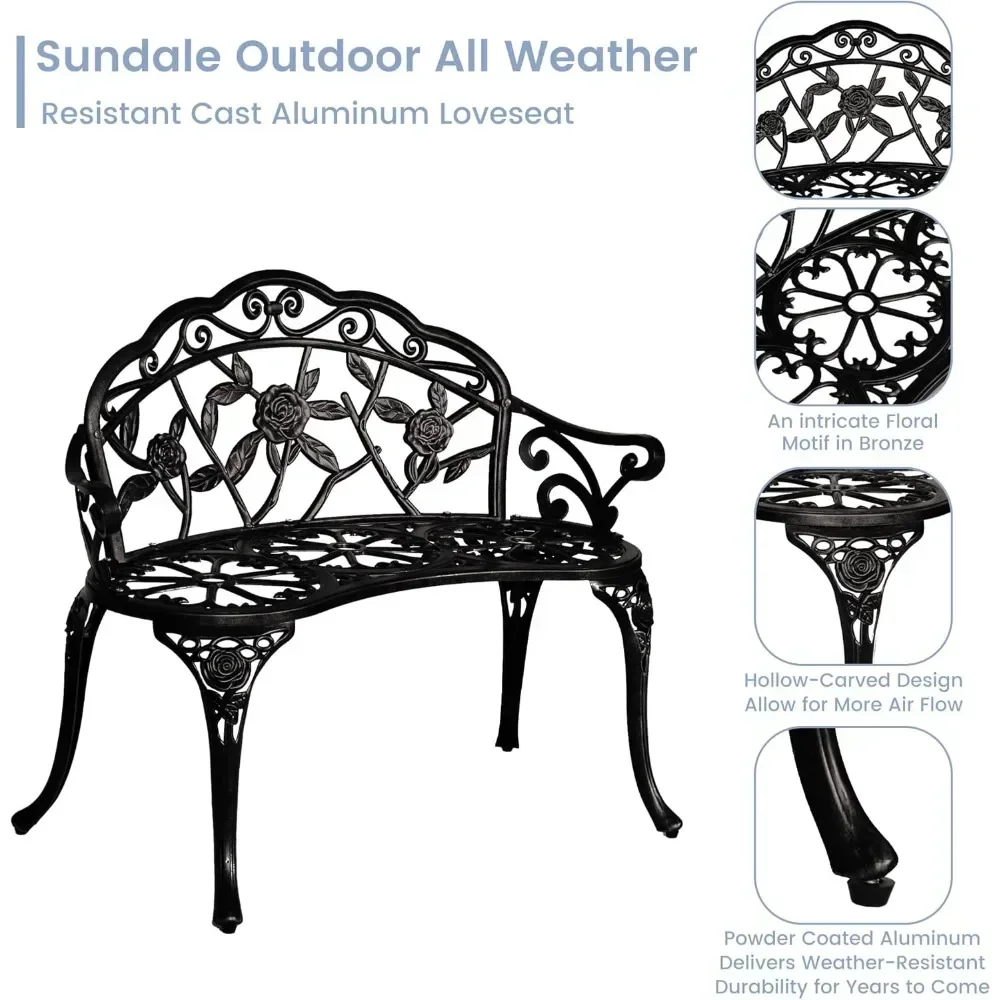 

Hot-sellingall-weather aluminum bistro set for 4 with rose patio table, balcony chairs, and umbrella hole