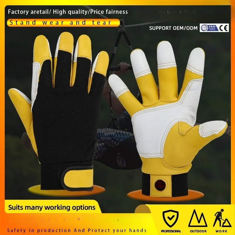

1 Pairs Work Gloves Sheepskin Leather Workers Work Safety Protection Garden Sports Motorcycle Driver Wear-resistant Gloves