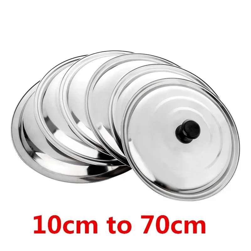 Flat cover wok lid colver Cookware Round Stainless Steel Glass Lid For Frying Pan Cooking Pot Wok With Knob Kitchen food lid