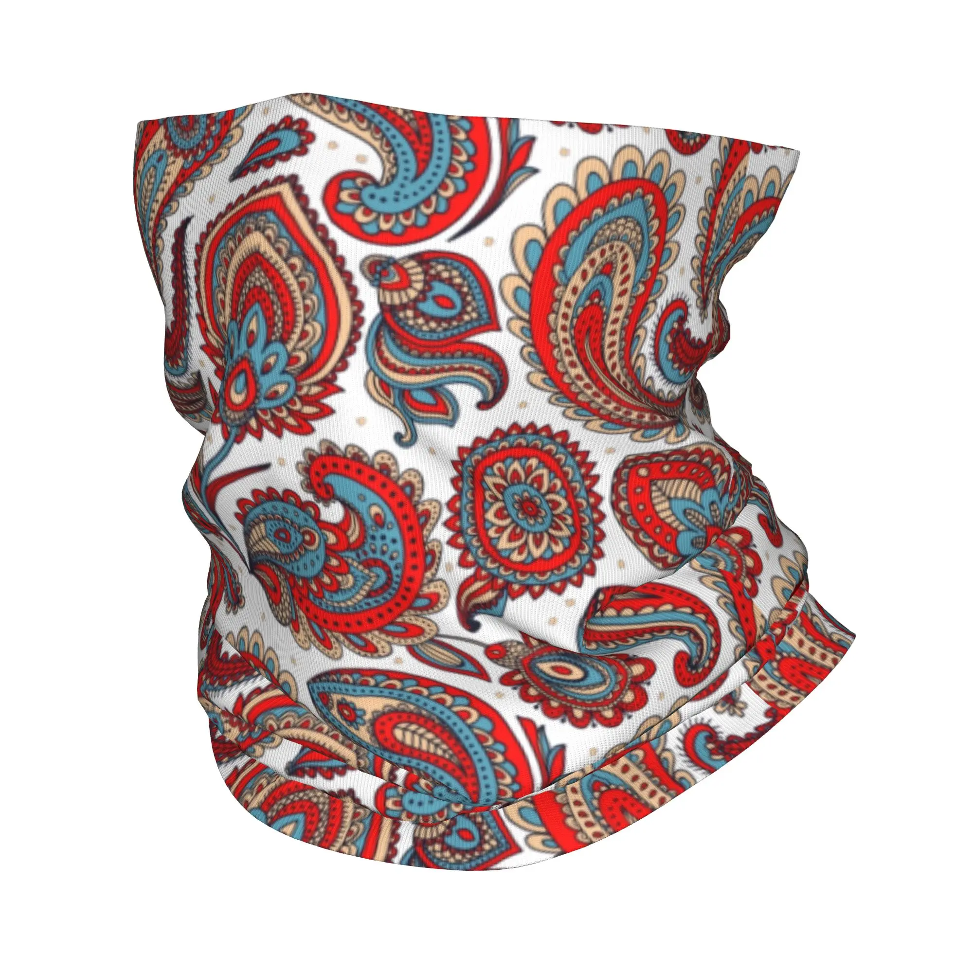 

Custom Vintage Ethnic Inspired Paisley Winter Headband Neck Warmer Men Women Hiking Camping Tube Scarf Bohemian Flowers Style