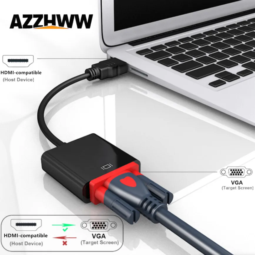 HDMI-compatible to VGA Adapter Converter (Male to Female) for Computer Desktop Laptop PC Monitor Projector HDTV Xbox and More