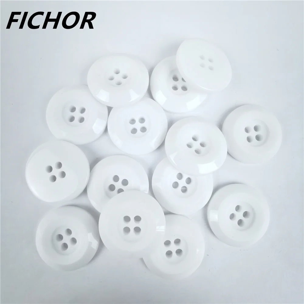 10/20pcs 21.5mm 4 Hole white Resin Button Sewing accessories for clothing Decorative Plastic Buttons Handmade DIY