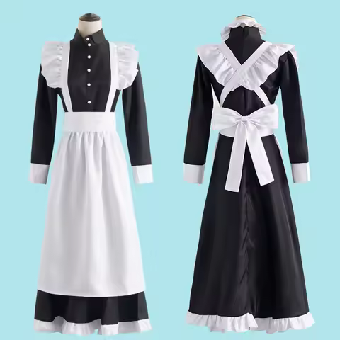 Anime Alien Stage Cosplay Mizi Costume Unisex Black White Maid Dress Japanese Lolita For Halloween Christmas Women Role Play Bow