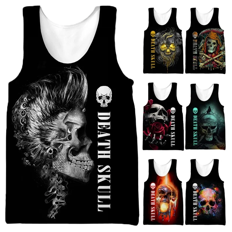 

New Style Fashion Skull 3D Printed Vest Men Summer Casual Tank Tops Halloween Horror Harajuku Streetwear Undershirt Cool Tops