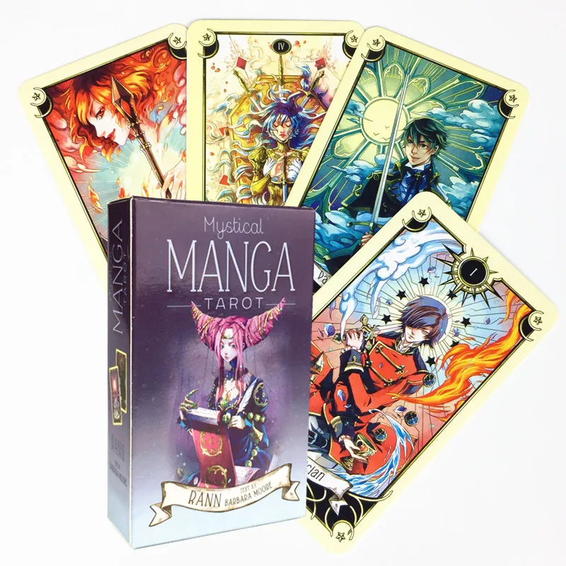 

Mystical Manga Tarot Cards Family Women Tarot Deck English Version Board Game Kids Party Playing Cards With PDF Guidebook Toys