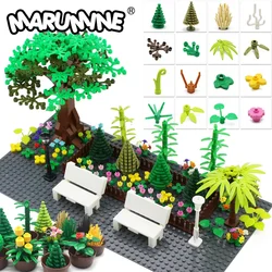MARUMINE Tree Plant Accessories Garden Parts Building Blocks Flower Green Grass Bush Leaf Jungle DIY MOC Idea Bricks 6064 2471
