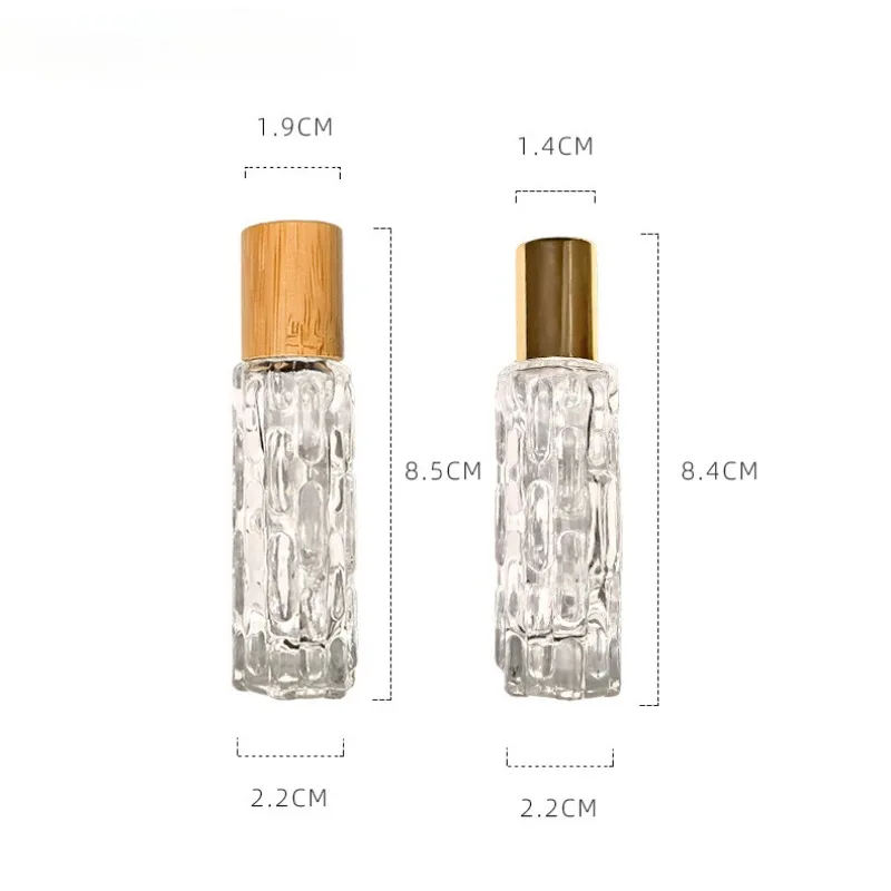 Rolo de vidro grosso portátil para perfume de óleo essencial, Bolas Garrafas, Viagem Recarregável Rollerball Vial, Roll On Vials, 10ml