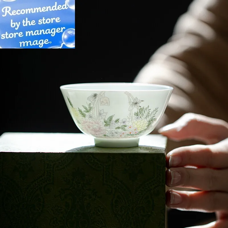 

100ml Handpainted Wild Chrysanthemum Master Cup Household Handmade Teacup Elegant Tea Cup Set Personal Cup Tea Services Gifts