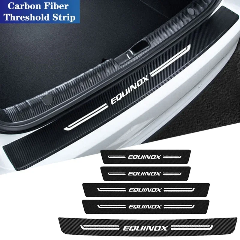 Carbon Fiber Car Threshold Protective Sticker Door Sill Scuff Plate for EQUINOX Logo Trunk Bumper Anti Scratch Strips