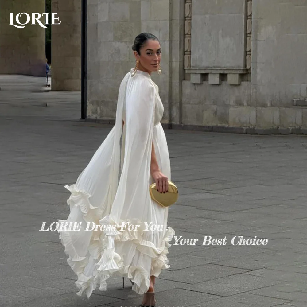 

LORIE Simple Tea-length Wedding Dress Off the shoulder White Ivory Satin A-line Short Bride Gowns Beach Customized Wedding Gown