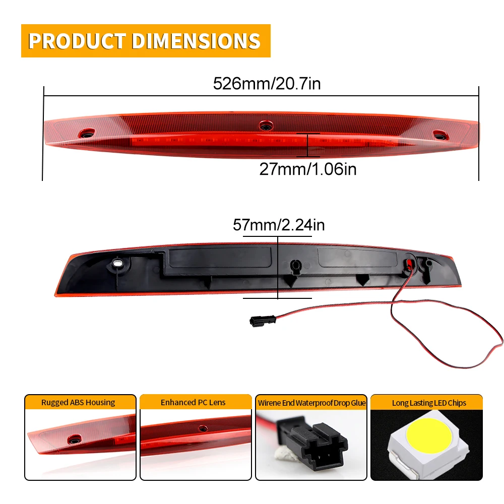 1PC 12V LED High Mount 3rd Third Brake Stop Light For Mercedes Benz V Class Vito Viano W639 High Level Rear Tail Signal Lamp