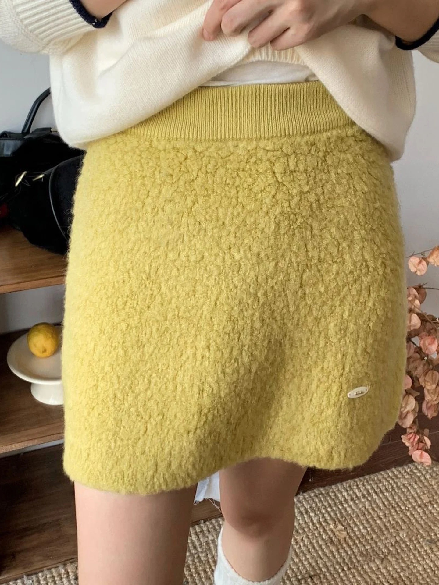 Korean Style Fashionable Retro Half Skirt Women's High Waist Loose Slim A-Line  Skirt Commute Non-Padded Non-Stretch