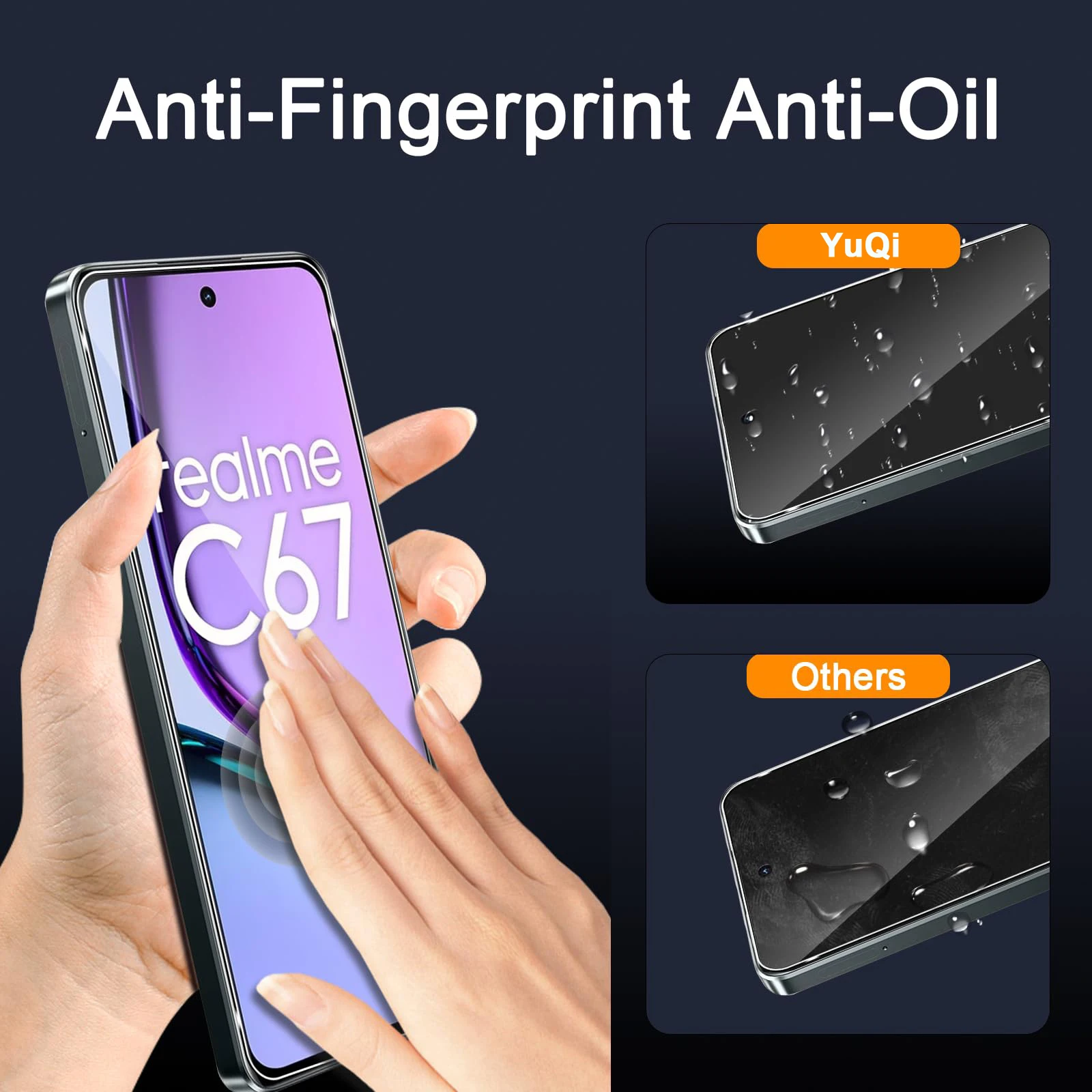 Displayschutzfolie für Realme C67 4G 5G 6,72 Zoll, gehärtetes Glas, HD-Kristall, Glimmer, 9H, kratzfest, hochwertiges Aluminium – Detail 4