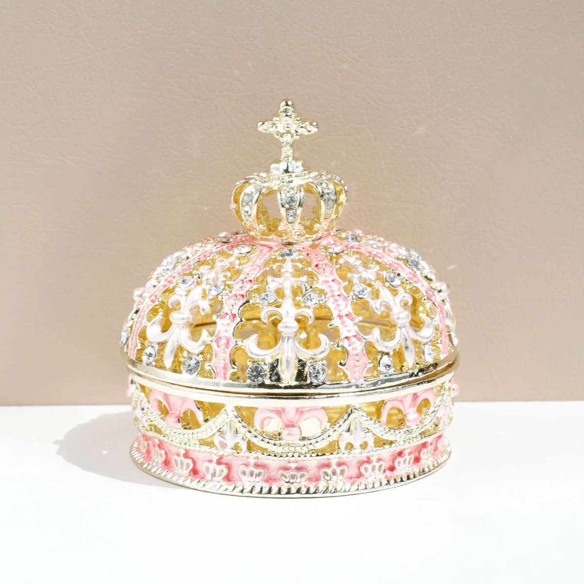 

New Luxury Style Alloy Crown Jewelry Box Engagement Ring Necklace Earrings Storage Box Creativity Organizer Desktop Ornament