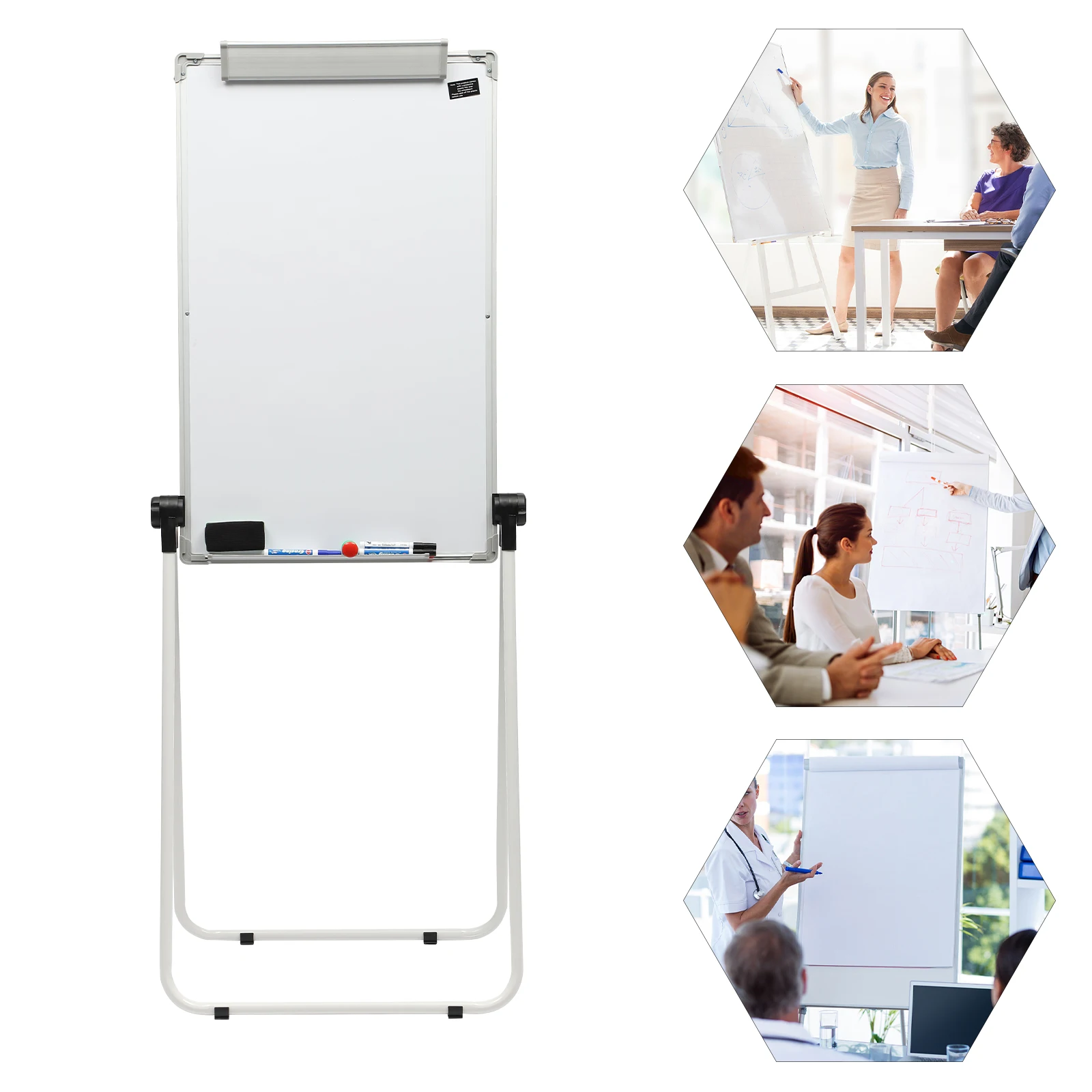 36*24 inch Stand White Board, Double Sided Magnetic Dry Erase Board Portable Whiteboard, Perfect for Classroom and Presentation