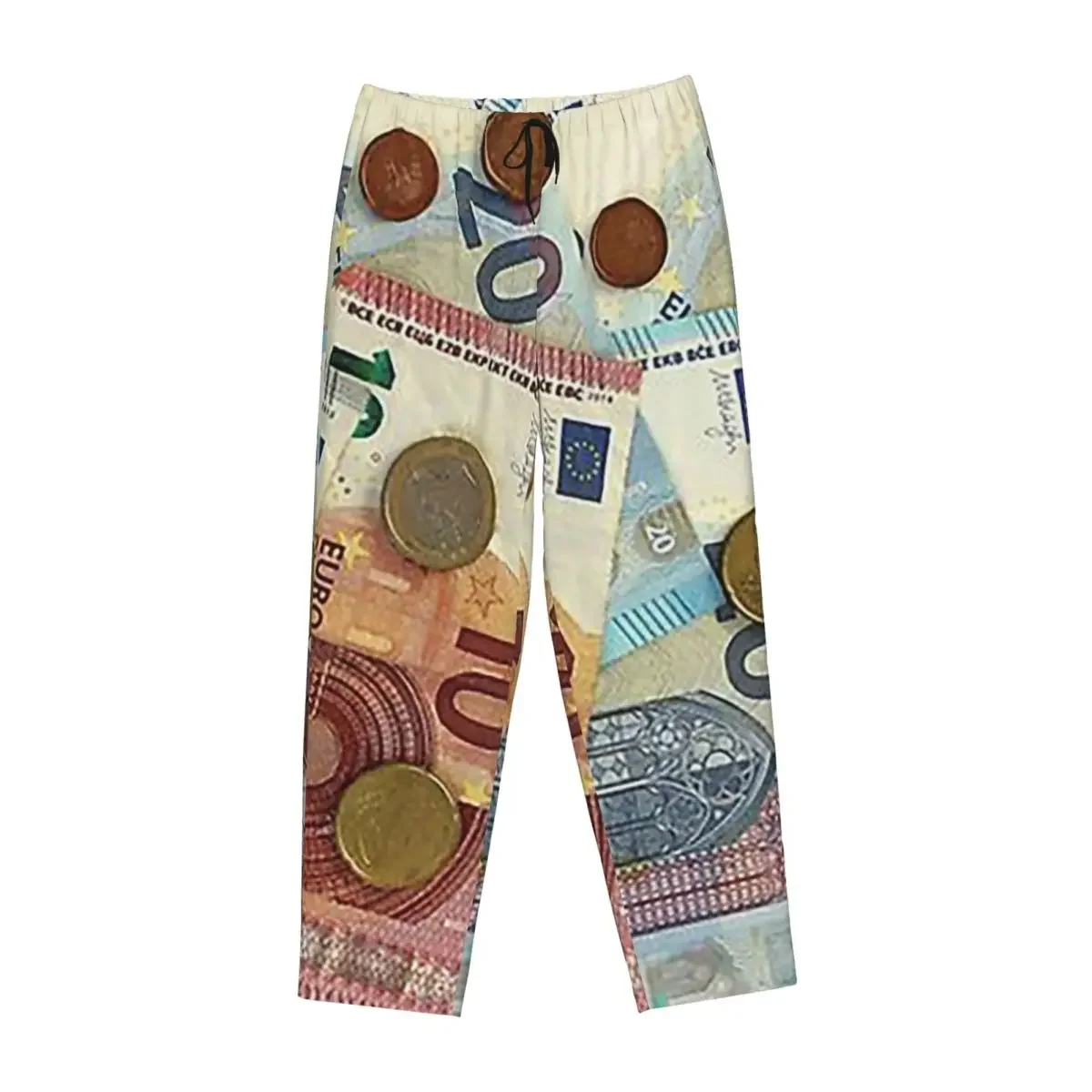 

Custom Euro Banknotes And Coins Women Pajama Pants Lounge Sleep Sleepwear Bottoms with Pockets
