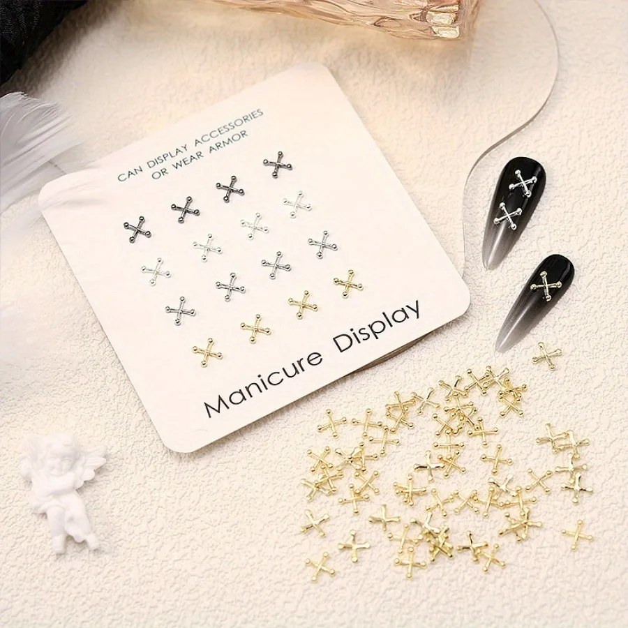 크로스 네일 쥬얼리, 빈티지 할로윈 펑크 네일 아트 액세서리, 네일 아트 장식, 10 개