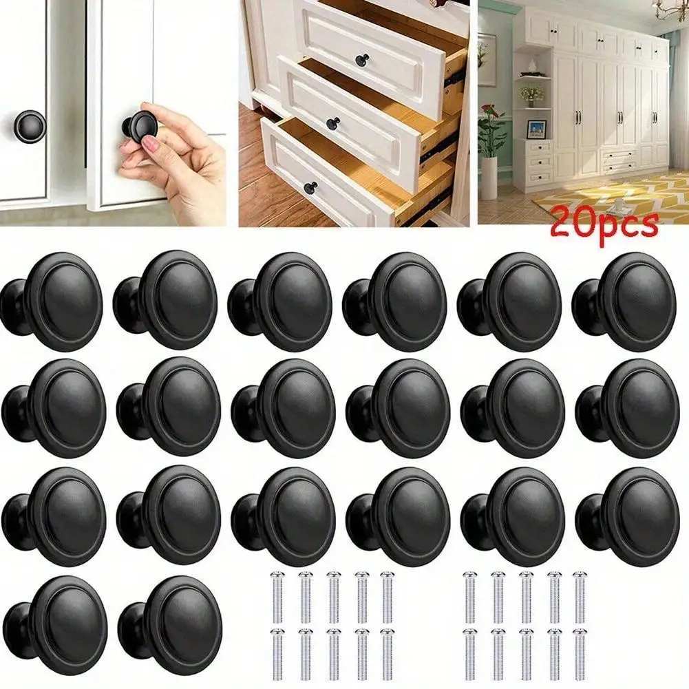 20 Stück runde, ringierte Küchenschrankgriffe, Küchenschubladengriffe, Schranktürknopf, Schubladengriffe, Hardware, Schrankgriffe mit Scr