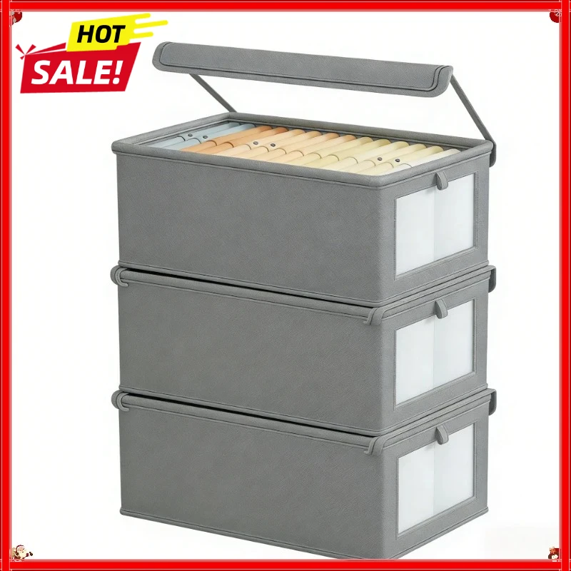 1PC Large Foldable Canvas Storage Box with Clear Window - Organize and Store Clothing Space-Saving Home Closet Organizer