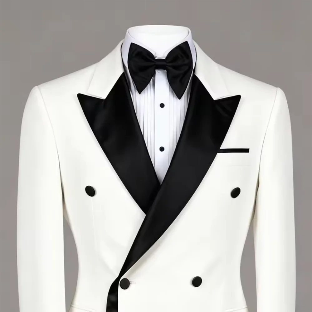Unique Design Suits Men 2 Piece Set Double Breasted Jacket Pants 2 Piece Set Groom Banquet Tuxedo Customized Man Business Tuxedo