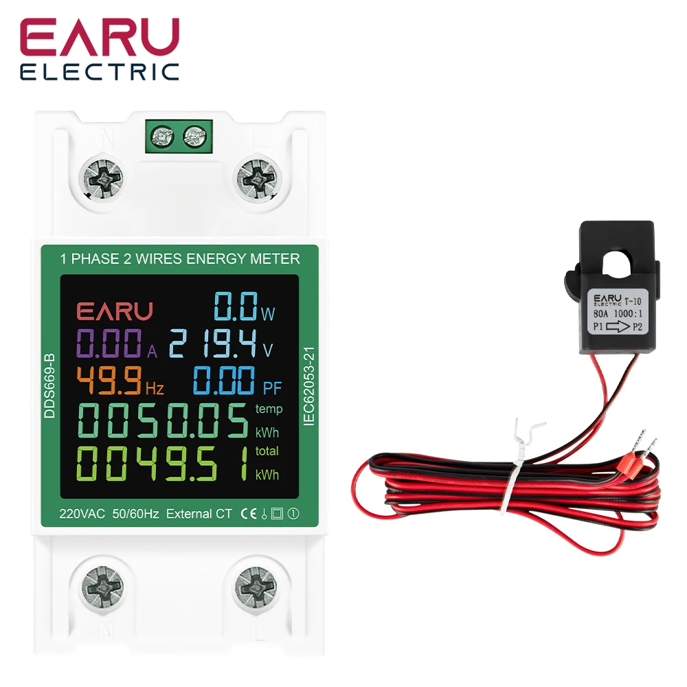 AC Monitor 110V 220V Voltage Current Power Factor Active kWh Reset Zero Electric Energy Frequency Meter Voltmeter AMP Din Rail