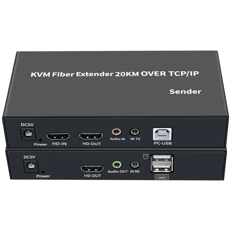 

20Km HDMI KVM SC Fiber Cable Extender Over TCP IP Video Transmitter and Receiver Converter Support 3.5mm Audio PC Keyboard Mouse