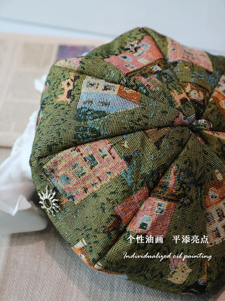 Women Vintage Stylish Art Oil Painting Patchwork Denim Beret Elegant Painter Octagonal Cap For Spring Autumn Daily Casual Wear