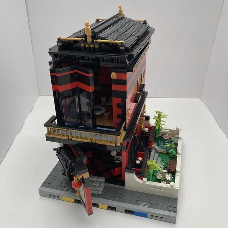 2174 elementy MOC Chińska Restauracja Złoty Model Klocki Konstrukcyjne Architektura Prezent Świąteczny DIY Kreatywna Zabawka Klocki Urodzinowy Prezent dla Dzieci