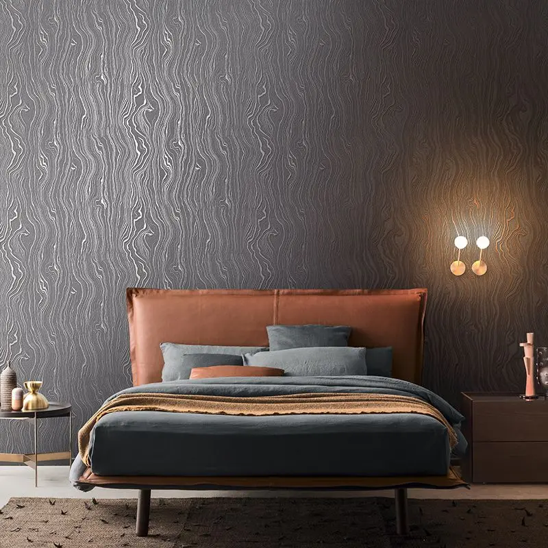 Water Ripple Imitation Marble Wallpaper Light Luxury Bedroom Living Room Tv Background 3D Stereo Wall Paper Grey High-End