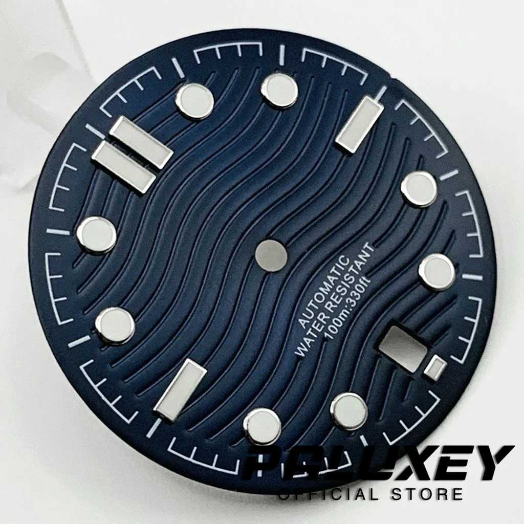 31 مللي متر NH35 أسود أبيض أزرق ساعة الطلب مضيئة 6 الساعة تاريخ نافذة ساعة وجوه ل NH35/NH35A/4R/7S حركة استبدال أجزاء