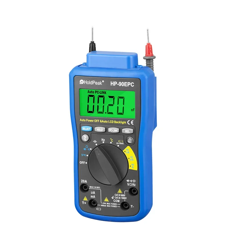 HoldPeak HP-90EPC TRMS 4000 Counts Auto Ranging Multimeter for PC Multi Tester with USB Port Measure Current AC/DC