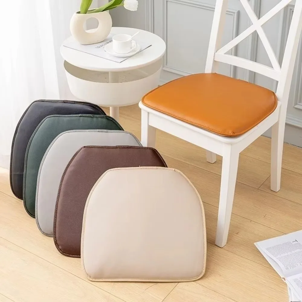 

Waterproof D-Shape PU Leather Seat Cushion Dirt-resistant Thickened Table Chair Mat Solid Color Non-slip Chair Pad Hotel