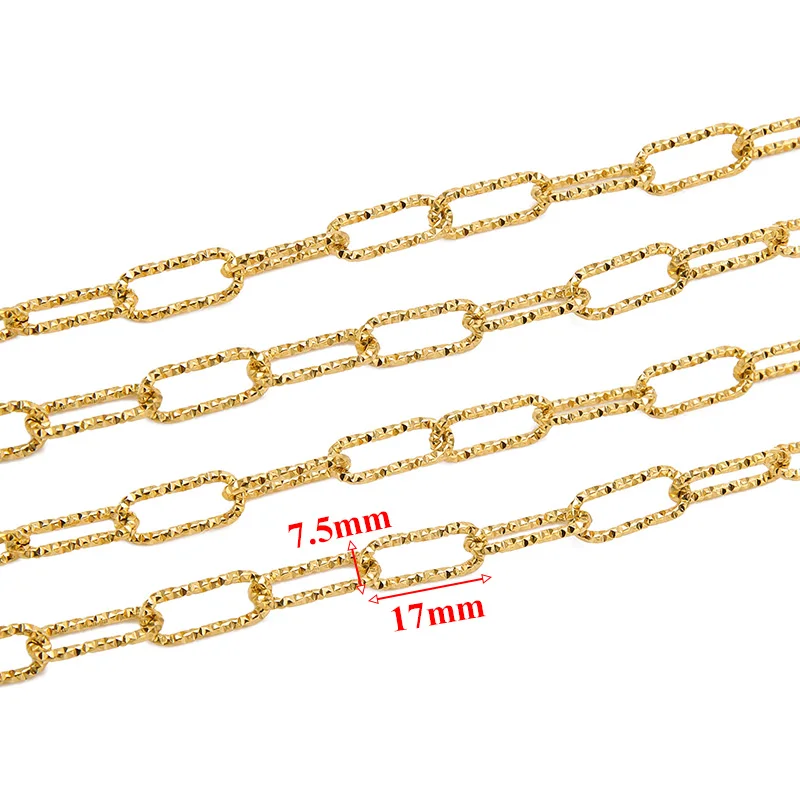1 Meter Edelstahl-Prägekette mit ovalen Gliedern für DIY-Schmuckherstellung, Zubehör für Halsketten und Armbänder – Detail 3