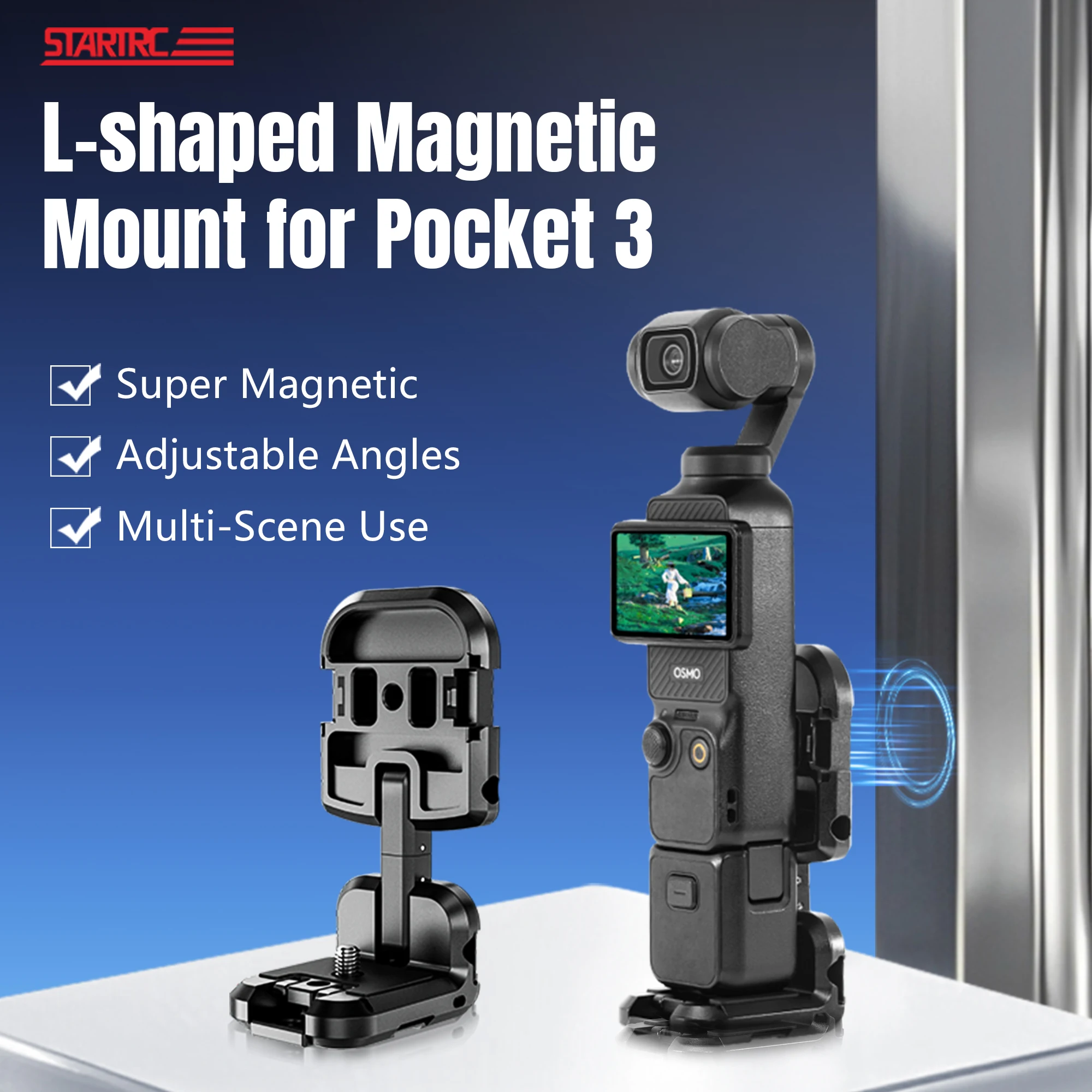 L-shaped Extension Bracket L-shaped Super Magnetic Mount for DJI Osmo Pocket 4 pro/Pocket 4/3 Design for Multiple Accessories