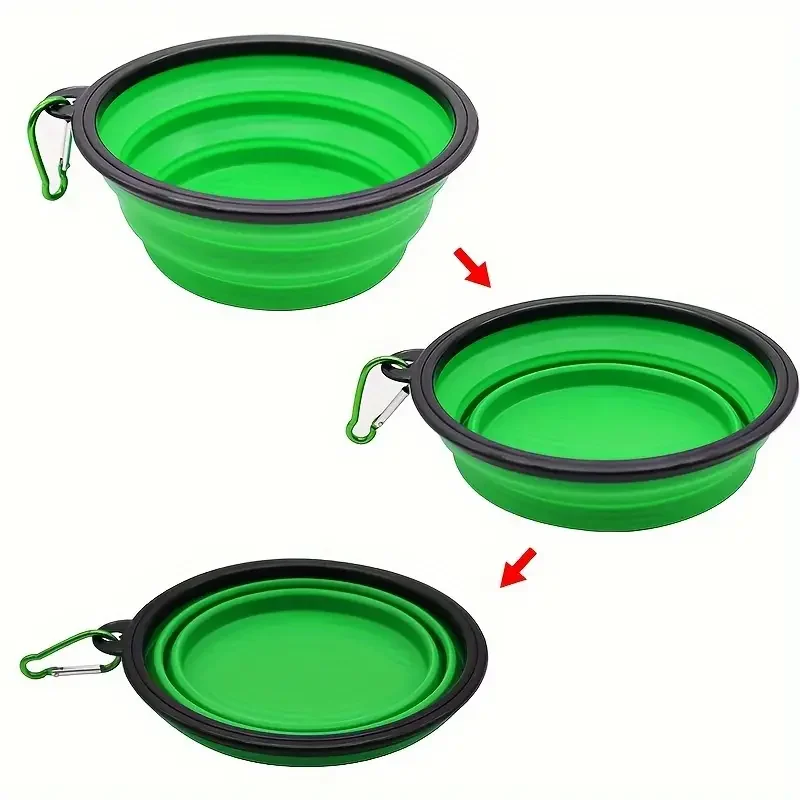 Collapsible Pet Silicone Dog Food Water Bowl Outdoor Camping Travel Portable Folding Pet Supplies Pet Bowl Dishes with Carabiner