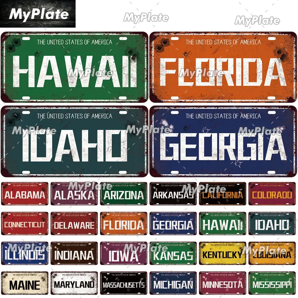 [MyPlate] Vintage USA State HAWAII License Plate Tin Sign Metal Sign Plaque Home Decoration Shop Bar Pub Poster Metal Wall Art