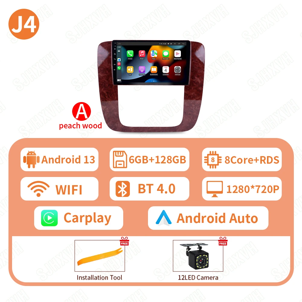 Android 16 autoradio voor GMC Yukon Chevrolet Tahoe Suburban 2008-2012 Carplay multimediaspeler navigatie stereo Wifi+4G