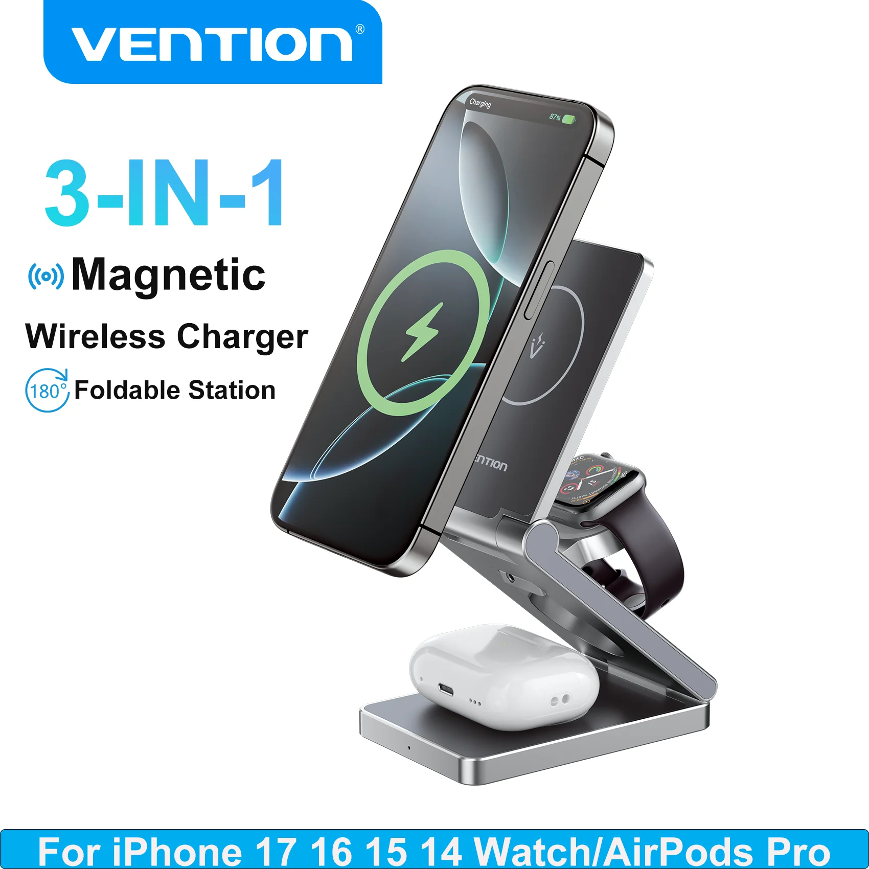 vention-magnetic-3-in-1-wireless-charger-for-iphone-17-16-15-14-15w-wireless-charging-foldable-station-for-apple-watch-airpods