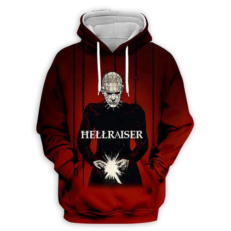 Hellraiser-Sweats à capuche College 3D de film d'horreur pour hommes et femmes, sweat à capuche PVD, pulls de survêtement, vêtements de mode, automne