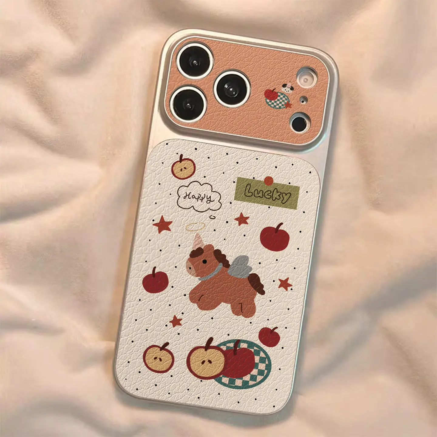 Retro Polka Dot Pony Pferd Imitation 17 Handyhülle für iPhone 13 14 15 16 17 Pro Max 17, stoßfeste Lederhülle mit Beschichtung – Detail 20