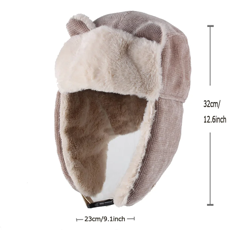 Women Warm Earmuffs Thicken Ear Flapped Hat Winter Cold Proof Warm Cotton Hat Cat Ears Cap Winter Russian Caps