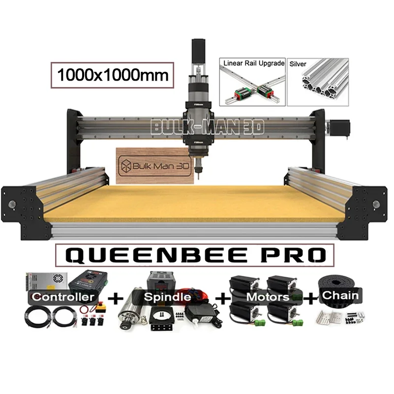 

Silver 1010 QueenBee PRO CNC Wood Router Full Kit with Linear Rails upgrade WorkBee 2.2 Version