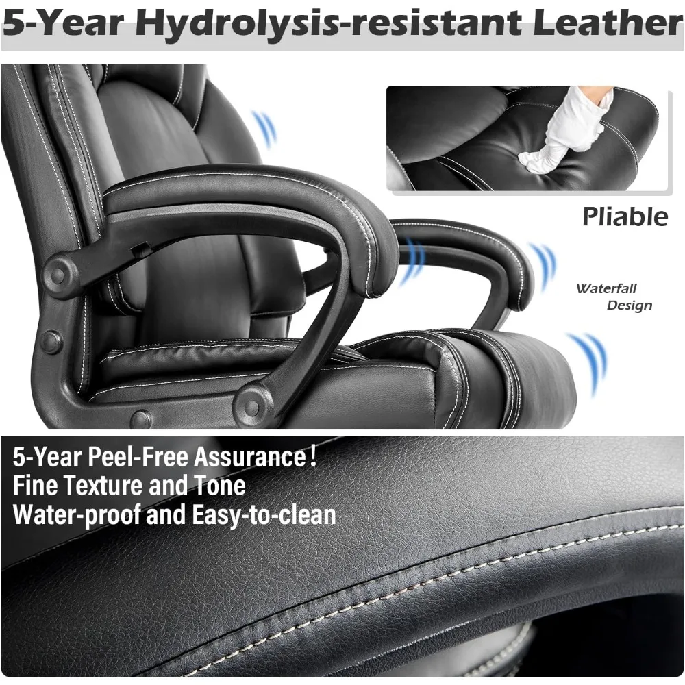 كرسي مكتب OUTFINE كرسي مكتب تنفيذي كرسي مكتب كرسي كمبيوتر مع وسادة زنبركية جلدية مقاومة للحرل المائي لمدة 5 سنوات Er