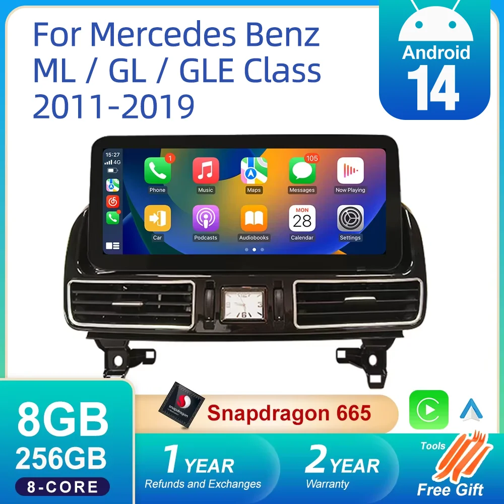 256G Car Radio Carplay For Mercedes Benz GLE ML GL Class W166 X166 Android 14 Multimedia Player Autoradio Head Unit