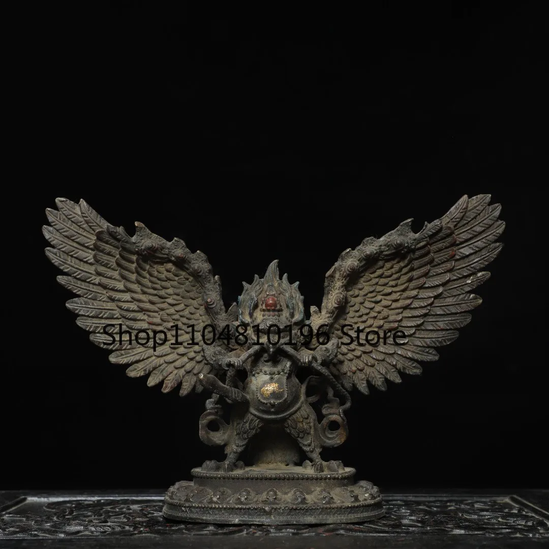 Bronze Gilded Cinnabar Garuda Dhwaja Dharma protector Standing Buddha