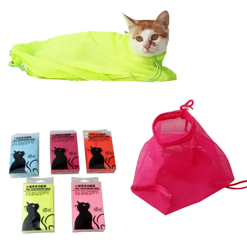 Mesh Cat Groom torba do kąpieli regulowane psy odporne na zadrapania ugryzienie Kat Nail Trim wstrzyknąć próbowanie Pet mycie czyste powściągliwość