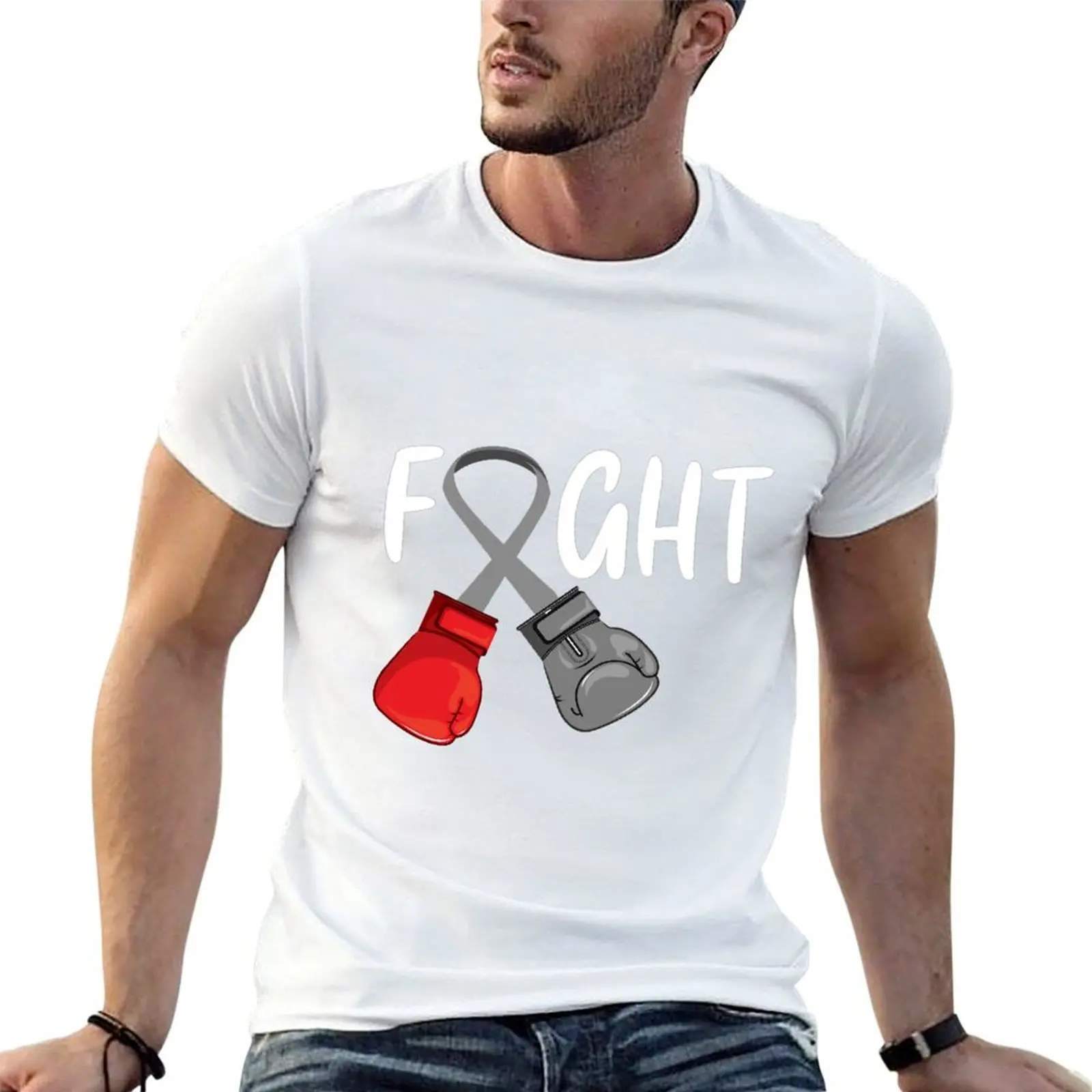 Fight Parkinson's Parkinson Disease Awareness gift For Men Women, T-Shirt Casual Fashion Short Sleeve Cotton T-Shirt