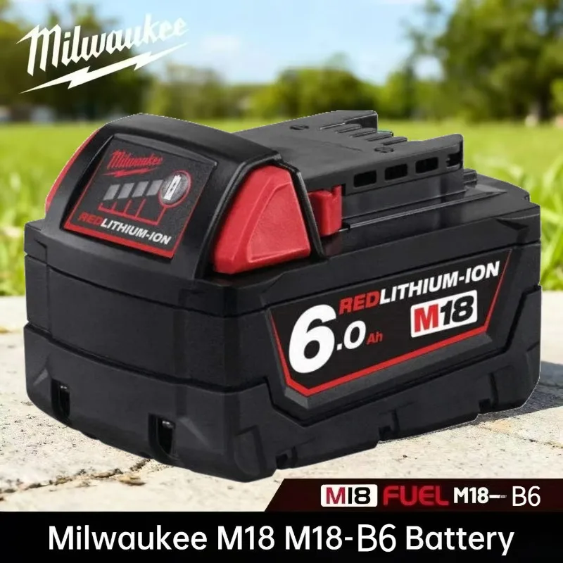 Genuine Milwaukee M18 18V 6.0Ah Lithium Battery for Durable Replacement Compatible with M18B6 M18-B6  Milwaukee Power Tools
