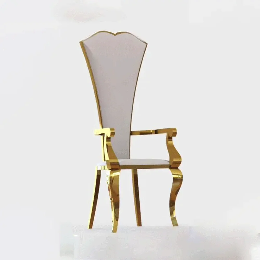 

high back pu cushion stainless steel frame modern dining armchair wedding velvet throne chairs